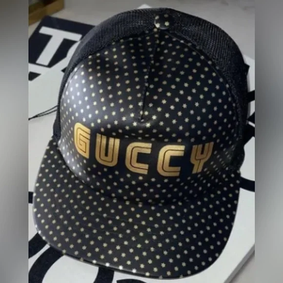 Gucci | Accessories | Guccy Hat Euc Black With Gold Stars 